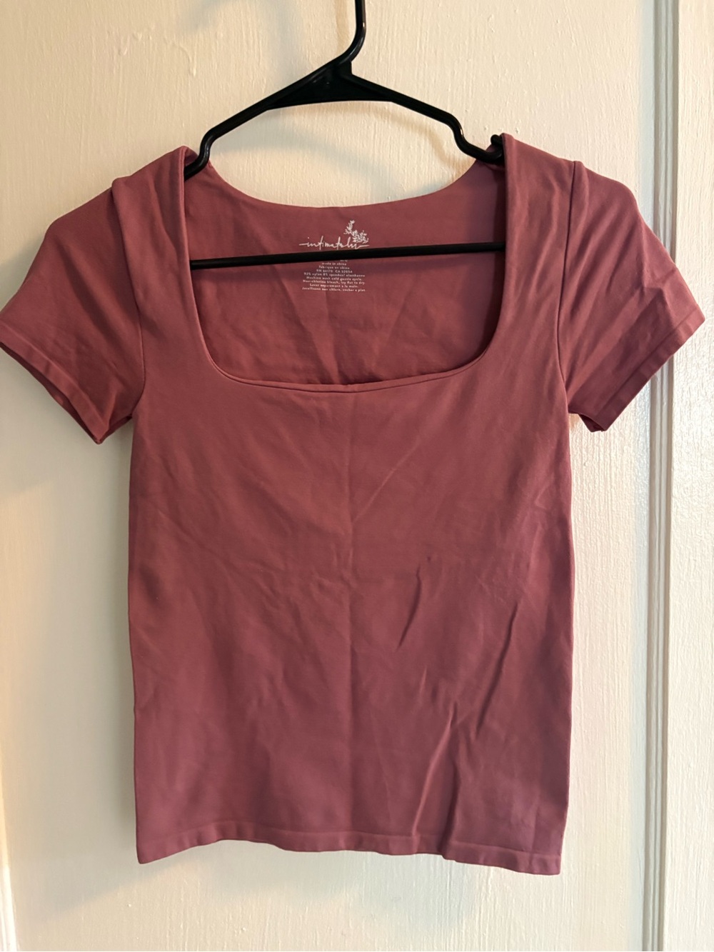Free People Square Neck Short Sleeve Top - Dusty Rose
